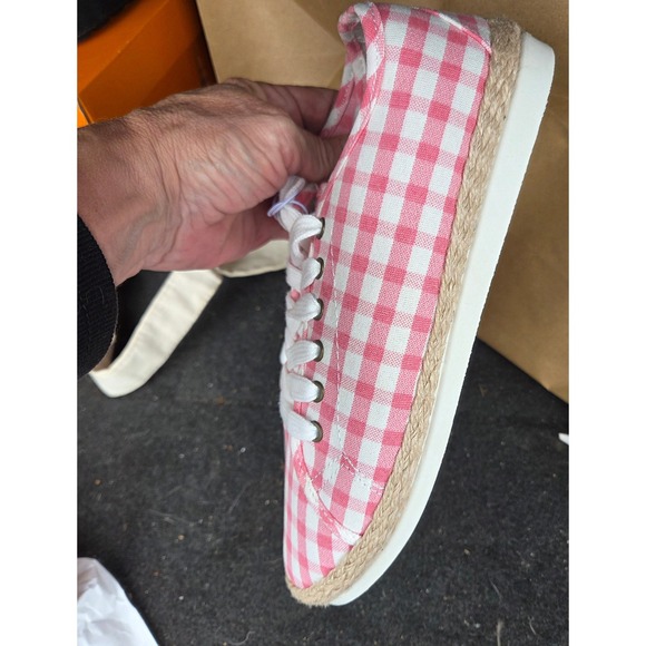 Esprit Eloise Pink Gingham Espadrille Sneakers Women's Size‎ 8.5M New - Picture 3 of 5